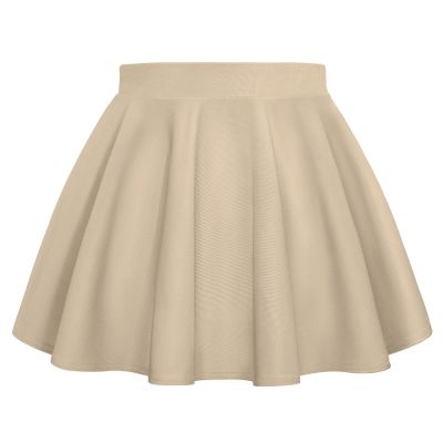 Auranso Girls Mini Skirt Stretch Waist Casual Flared Plain Pleated Skater Skirt Khaki 10-11 Years