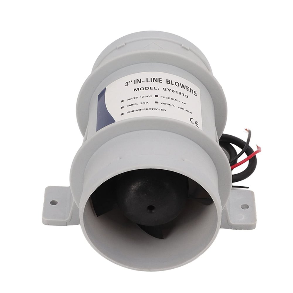 3 Inch 12V Silent Inline Blower for Marine Bilge Air Circulation, Replacement for Yachts and Boats Spare Parts