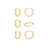 3 Pairs Gold Hoop Earrings 14K Gold Plated Small Hoops Cartilage Huggie Earrings for Women Men (6MM) view 1