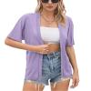 Iandroiy Women's Lightweight Open Front Cardigans Casual Short Sleeve Blouse Tops 2X-Large, Lavender Purple view 1