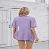 Iandroiy Women's Lightweight Open Front Cardigans Casual Short Sleeve Blouse Tops 2X-Large, Lavender Purple view 2