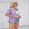 Iandroiy Women's Lightweight Open Front Cardigans Casual Short Sleeve Blouse Tops 2X-Large, Lavender Purple view 3
