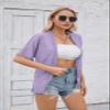 Iandroiy Women's Lightweight Open Front Cardigans Casual Short Sleeve Blouse Tops 2X-Large, Lavender Purple view 4