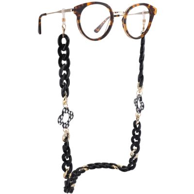 AOOLIA Acrylic Glasses Chain for Women Men Reading Eyeglass Strap Sunglasses Holder Mask Lanyard Chain for Adults (Acrylic Metal-Black)