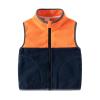 2023 New Toddler Boy's Stand Up Collar Colorblocked Zipper Vest Jacket With Pockets Boys Trendy (Orange, 3-4 Years) view 1