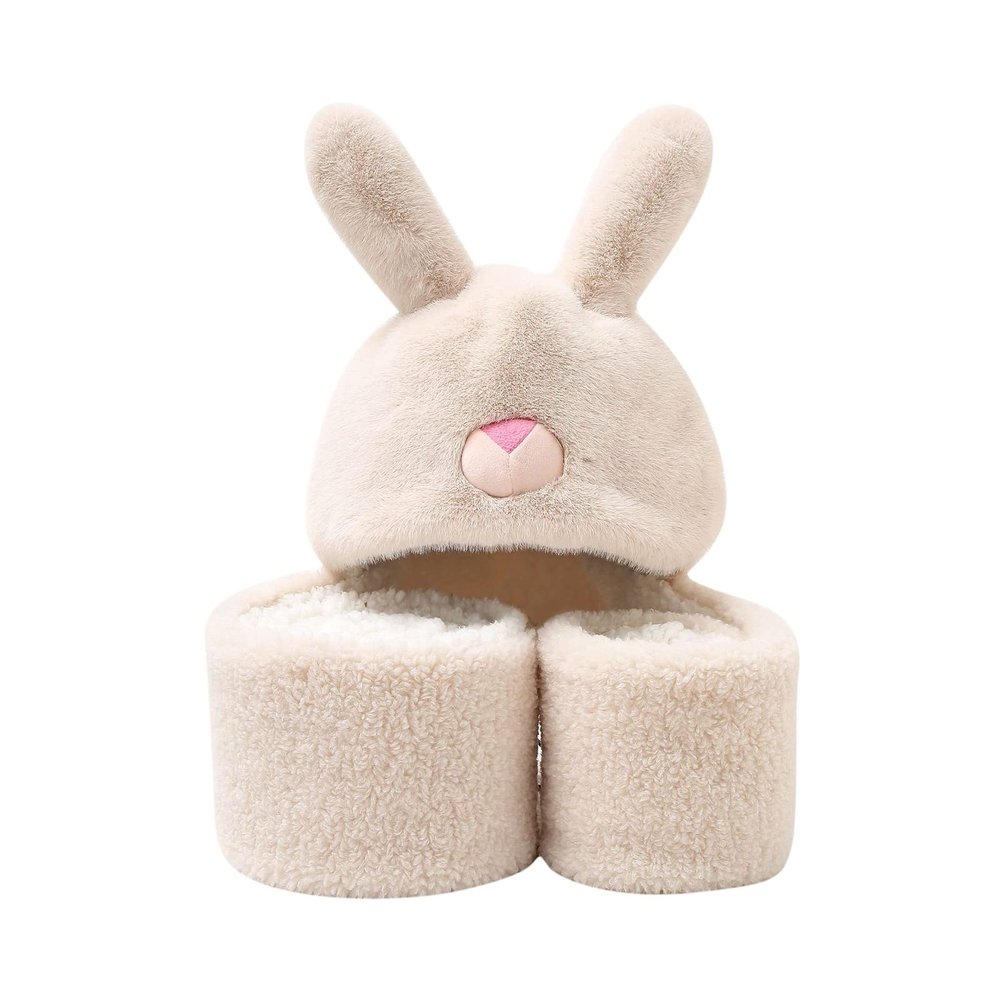 UNbit Cute Cartoon Rabbit Ear Protector WithThree Functions Of Hat Scarf And Gloves Dog Ear Earmuffs Earmuffs (Color : A, Size : One Size)
