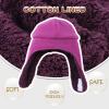 Bear Baby Winter Hat Toddler Earflap Beanie Unisex Infant Snow Cap Warm Fleece Kids Trapper Hats for Girls Boys 0-36M(Dark Purple,M) view 3