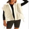 VATEAMI Women Oversized Fleece Vest Trendy Sleeveless Button Down Fuzzy Sherpa Jacket Winter Warm Outerwear Vest with Pockets (Beige-M) view 1