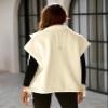 VATEAMI Women Oversized Fleece Vest Trendy Sleeveless Button Down Fuzzy Sherpa Jacket Winter Warm Outerwear Vest with Pockets (Beige-M) view 4