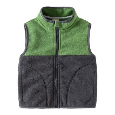 2023 New Toddler Boy's Stand Up Collar Colorblocked Zipper Vest Jacket With Pockets Boys Trendy Daily (Green, 4-5 Years)