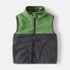 2023 New Toddler Boy's Stand Up Collar Colorblocked Zipper Vest Jacket With Pockets Boys Trendy Daily (Green, 4-5 Years) view 2