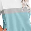 Women's Color Block Crewneck Casual Sweatshirt Long Sleeve Solid Sweatshirts Tops Cute Loose Fit Pocket Pullovers (Cyan,X-Large) view 3