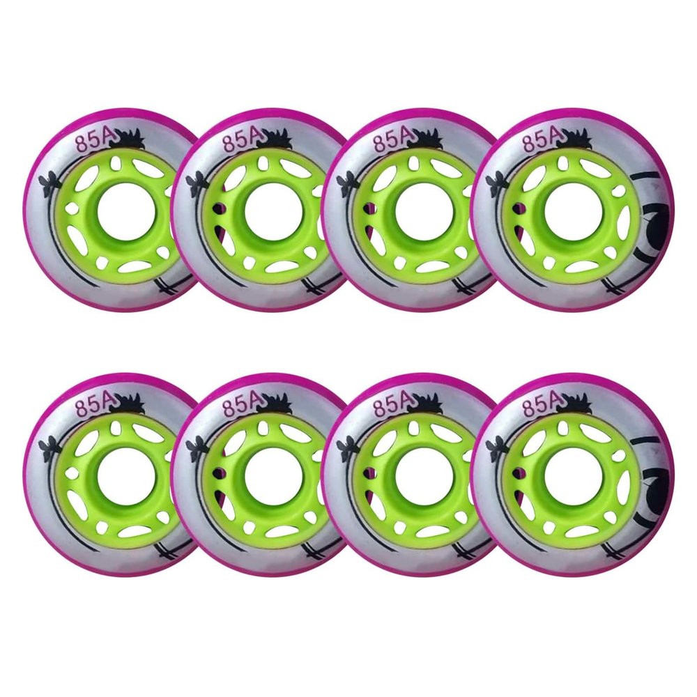 UZIAH 64mm Inline Skate Wheels 85A Indoor Outdoor Skates Wheels Premium Replacement Wheels Silent PU Durable Skate Wheels 8-Pack,Pink