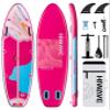 Hiwave Inflatable Stand Up Paddle Board 11*34*6 Sup Board, 420 lbs Capacity Adult&Youth Paddle Board, Pet Friendly for Ocean&Lake, w/Double Action Hand Pump Pink view 1