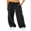 Adoeren Women Wide Leg Sweatpants Elastic High Waist Baggy Athletic Pants Y2k Lounge Pants Running Jogging(A 11 Black,M) view 2