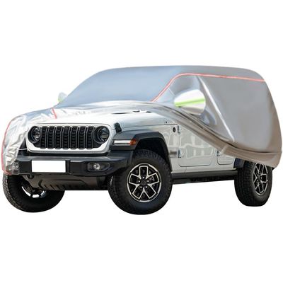 WOLWES Car Cover are Suitable for Jeep Wrangler Sahara/Overland/Rubicon,Water,Rain,Sun and Snow Resistant Oxford Fabric Car Cover,with Side Door Zip (Color : White, Size : Wrangler Rubicon)