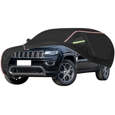 WOLWES Car Cover are Suitable for Jeep Grand Cherokee Summit Reserve,Water,Rain,Sun and Snow Resistant Oxford Fabric Car Cover,with Side Door Zip (Color : Black, Size : Grand Cherokee)