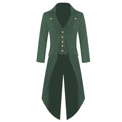 xoxingysm Steampunk Jacket for Men Medieval Tailcoat Halloween Costumes Gothic Vintage Cosplay Frock Coat Outwear(Green,Medium)