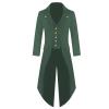 xoxingysm Steampunk Jacket for Men Medieval Tailcoat Halloween Costumes Gothic Vintage Cosplay Frock Coat Outwear(Green,Medium) view 1