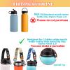 2 in 1 New Water Bottle Handle Shoulder Strap For Wide Mouth Hydro Bottle 12oz to 64oz, Woven Fabric Paracord Handle Strap Carrier Sling Shoulder Strap with Safety Ring and Carabiner (Art Print Blue) view 2