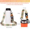 2 in 1 New Water Bottle Handle Shoulder Strap For Wide Mouth Hydro Bottle 12oz to 64oz, Woven Fabric Paracord Handle Strap Carrier Sling Shoulder Strap with Safety Ring and Carabiner (Art Print Blue) view 3