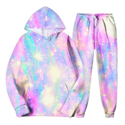 Mens Tie-Dye Sweatsuit 2 Piece Autumn Tracksuit Casual Solid Jogger Sport Hoodies and Sweatpant Set Loose OutfitSweats For Men Plus Size Sweatshirt Girls Hoodies Size 10-12,(Light Purple,S)