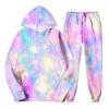Mens Tie-Dye Sweatsuit 2 Piece Autumn Tracksuit Casual Solid Jogger Sport Hoodies and Sweatpant Set Loose OutfitSweats For Men Plus Size Sweatshirt Girls Hoodies Size 10-12,(Light Purple,S) view 1