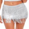 Justalwart Fringe Skirt Silver Women Sequin Tassel Skirts Mini Leather Skirt US 8-10 view 3