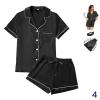 4Pcs Womens Satin Silky Pajama Sets Short Sleeve Shirt XS-4XL Floral Pajamas Set Soft PJ Loungewear Sleepwear view 3