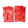 Fingeless Genuine Leather Driving Riding Biking Cycling Gloves for Men, Unlined (Red, Small) view 1