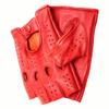 Fingeless Genuine Leather Driving Riding Biking Cycling Gloves for Men, Unlined (Red, Small) view 2