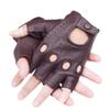 Fingeless Genuine Leather Driving Riding Biking Cycling Gloves for Men, Unlined (Brown, Medium) view 1