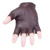 Fingeless Genuine Leather Driving Riding Biking Cycling Gloves for Men, Unlined (Brown, Medium) view 3