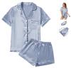 4Pcs Womens Satin Silky Pajama Sets Short Sleeve Shirt XS-4XL Floral Pajamas Set Soft PJ Loungewear Sleepwear view 1