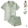 4Pcs Womens Satin Silky Pajama Sets Short Sleeve Shirt XS-4XL Floral Pajamas Set Soft PJ Loungewear Sleepwear view 3