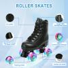 Jessie PU Leather Skates - Women's Indoor/Outdoor Adjustable Four-Wheel Roller Skates (Flash Wheel, Youth 2) view 2