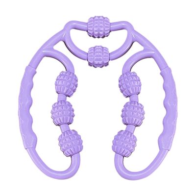 Kokiya Leg Massage Roller Deep Tissue Massage Roller 8 Wheels Handheld Thigh Roller Massage Rollers for Muscles for Arm Indoor Yoga Gym Fitness, Purple