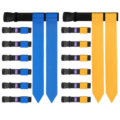 Uikro Flag Football Belts, 14 Player Adjustable Flag Football Set for Sports Training Competition (Blue & Yellow)