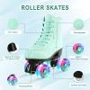 Jessie PU Leather Roller Skates for Women, Men, Boys and Girls - Adjustable Four-Wheel Premium Skates for Outdoor and Indoor Use (Flash Wheel, Youth 3) view 3