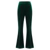 Velvet Bell Bottom High Waisted Flare Palazzo Pants for Women - Casual Lounge Trousers With Stretchy Wide Leg - Fall Trendy Winter Groovy Solid Xmas Pantalones para Mujeres Dark Green XXL view 2