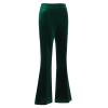 Velvet Bell Bottom High Waisted Flare Palazzo Pants for Women - Casual Lounge Trousers With Stretchy Wide Leg - Fall Trendy Winter Groovy Solid Xmas Pantalones para Mujeres Dark Green XXL view 3