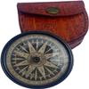 GIC PROCDECT Brass Pocket Compass with Leather Case Antique Finish Engraved Directional Survival Navigational Compass Nautical view 2