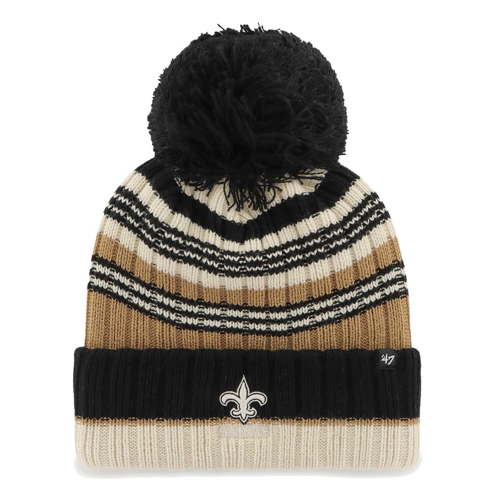47 Women's Natural New Orleans Saints Barista Cuffed Knit Hat with Pom