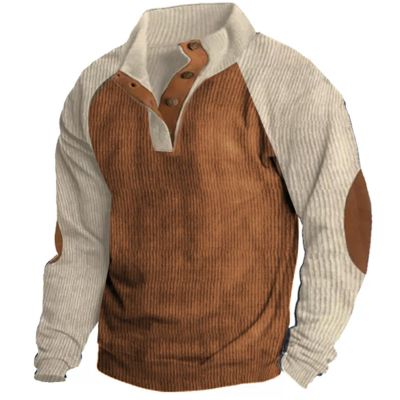 ZYXTIM Men's Retro Tactical Fleece Sweatshirt Long Sleeve Quarter-Zip Pullover Tops Stand Collar Casual Polo Workout Shirts
