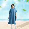 Vaveren Surf Poncho Beach with Hood Water Absorbent Microfiber Light Weight Wetsuit Changing Towel Bathrobe for Bath Adult Sports Surf Swimming, Light Blue, S view 2