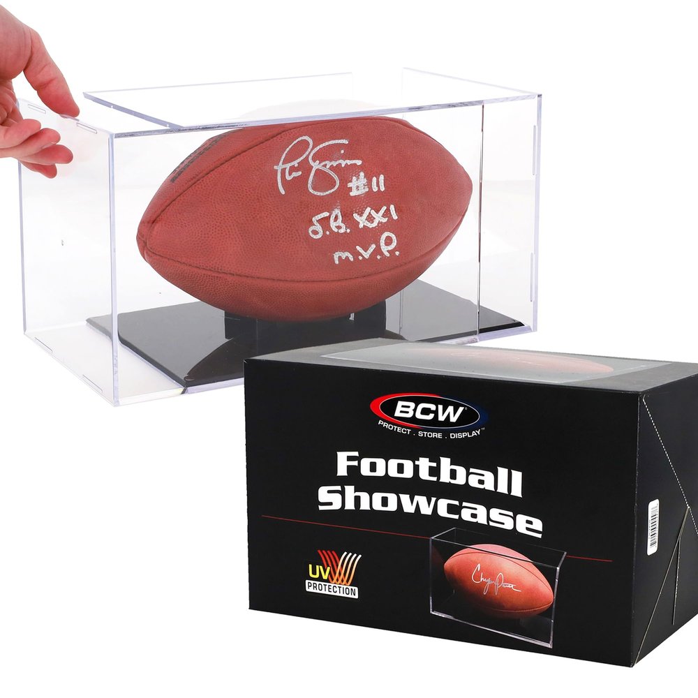 BCW Sports Showcases | Protective Memorabilia Holder with UV Resistance | Ideal for Sports Collectibles | Acrylic Display Cases for Autographed Balls and Mini Helmets (Football)