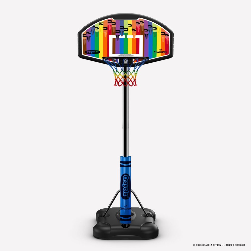 Spalding X Crayola 32" Molded Eco-Composite Telescoping Portable Basketball Hoop with Mini Court Marking Kit