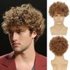 CcxRc Short Wig for Men Blonde Layered Curly Wig Synthetic Halloween Costume Hair Wigs with Wig Cap view 1