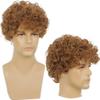 CcxRc Short Wig for Men Blonde Layered Curly Wig Synthetic Halloween Costume Hair Wigs with Wig Cap view 3