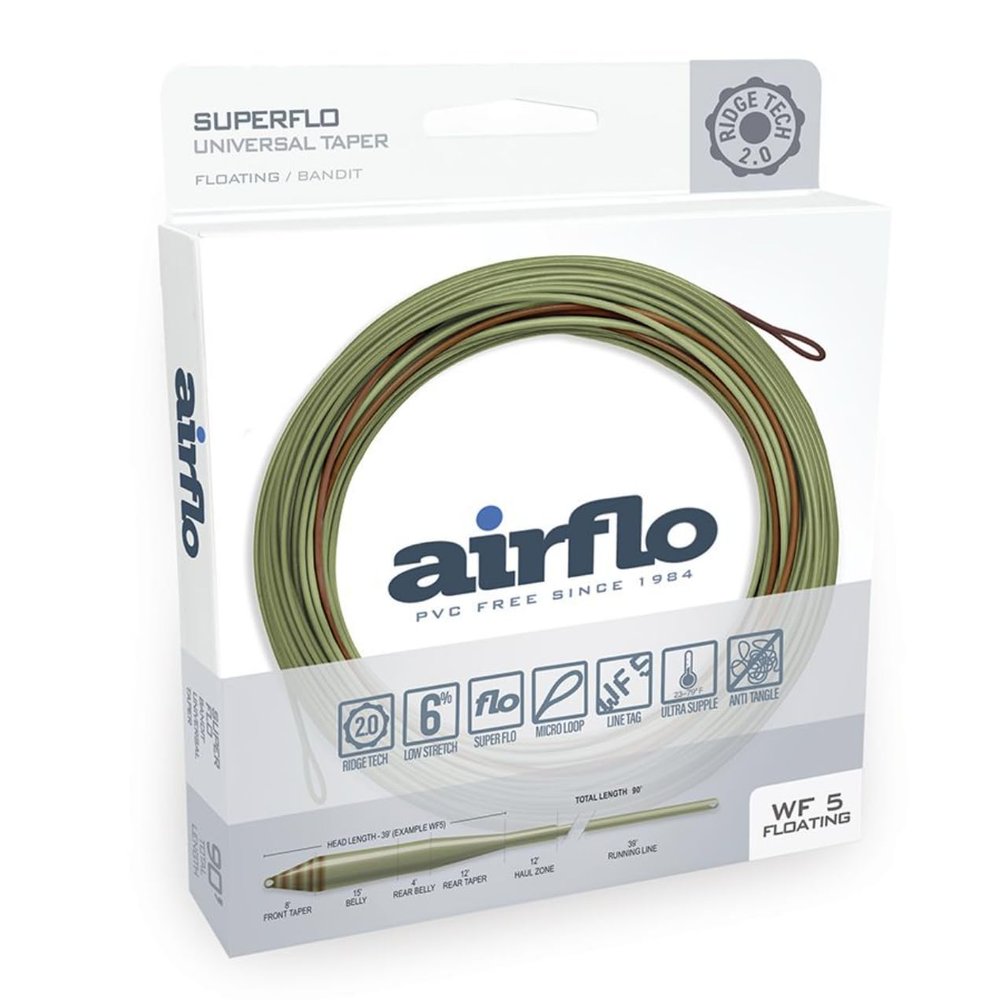 AIRFLO Ridge 2.0 Superflo Universal Taper Float Fly Line 7 wt Olive/Chartreuse
